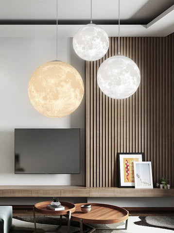 Nordic Ceiling Chandelire 3D Printing Moon Light Children's Room Bedroom Kitchen Pendant Lamp Indoor Decor Planet Small Chandeli