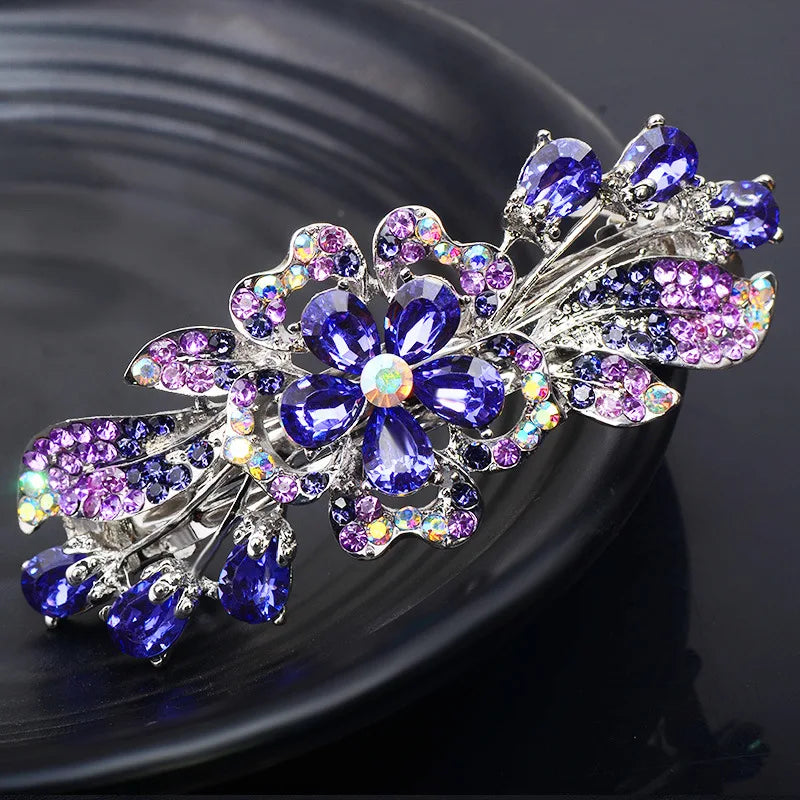 New Korean version of the crystal flower spring hairpin shining zircon top clip elegant women's casual fashion hair accessories