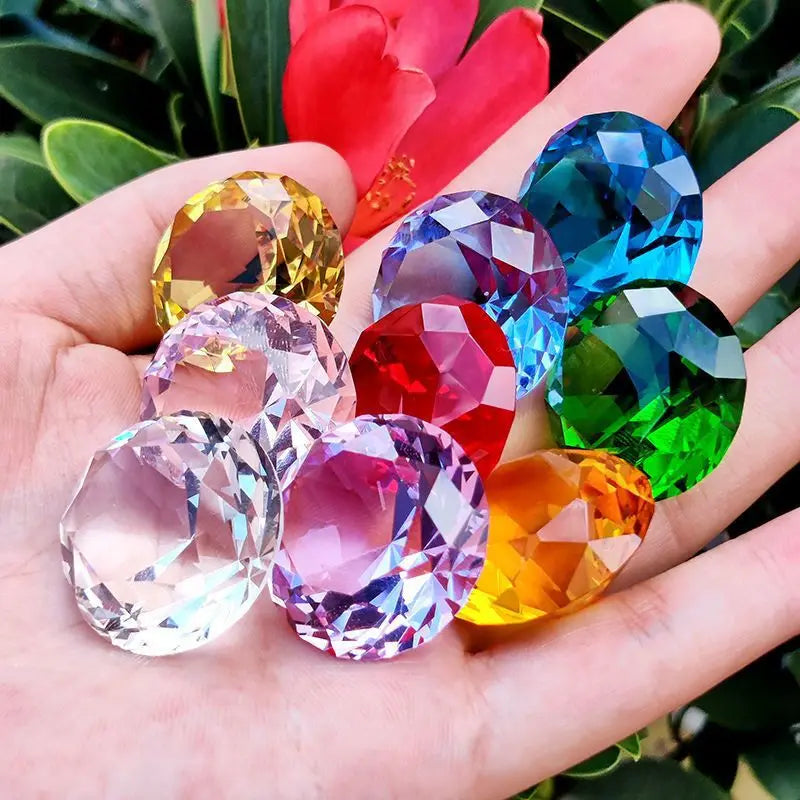 1pcs Crystal Diamond Shaped Paperweight Decorative Cut Glass Giant Gemstone Wedding Christmas Ornament Gifts