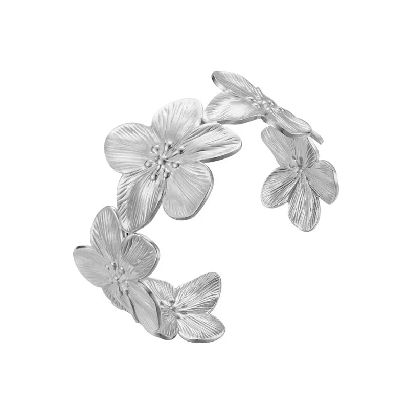 Gold Color Flower Shaped Earrings Necklace For Women Fashion Personality Flower Ring Bracelet Party Daily Jewelry
