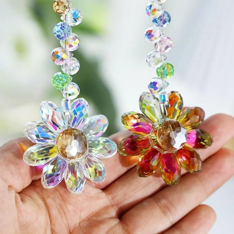Crystal Sunflower Suncatchers Hanging Christmas Crystal Window Sun Catchers for Fall Rainbow Maker Indoor Outdoor Garden Gift