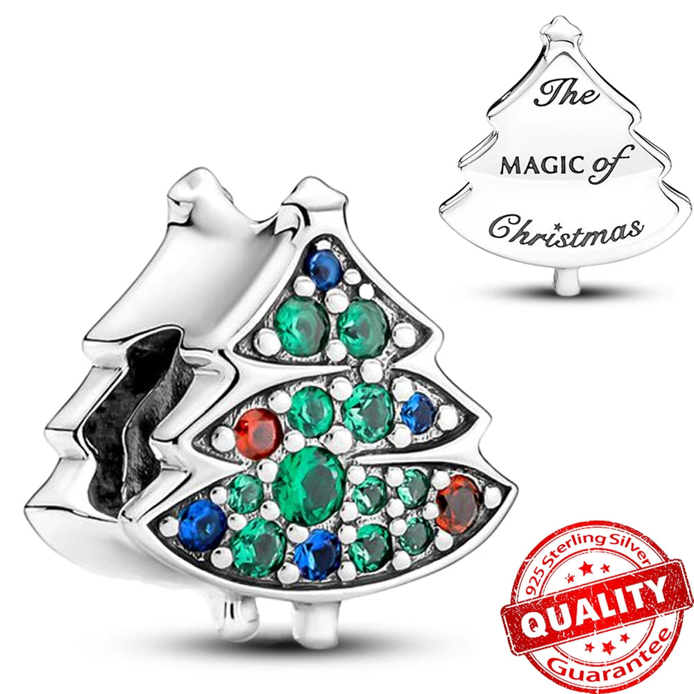 Christmas Series 925 Sterling Silver Gift Box Elk Crystal Ball Love Hot Air Balloon Charms Fit DIY Bracelet Necklace Holiday