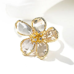 Fashion Elegant Crystal Flower Open Ring for Women 2024 New Luxury Wedding Party Jewelry Accessories Christmas Gifts