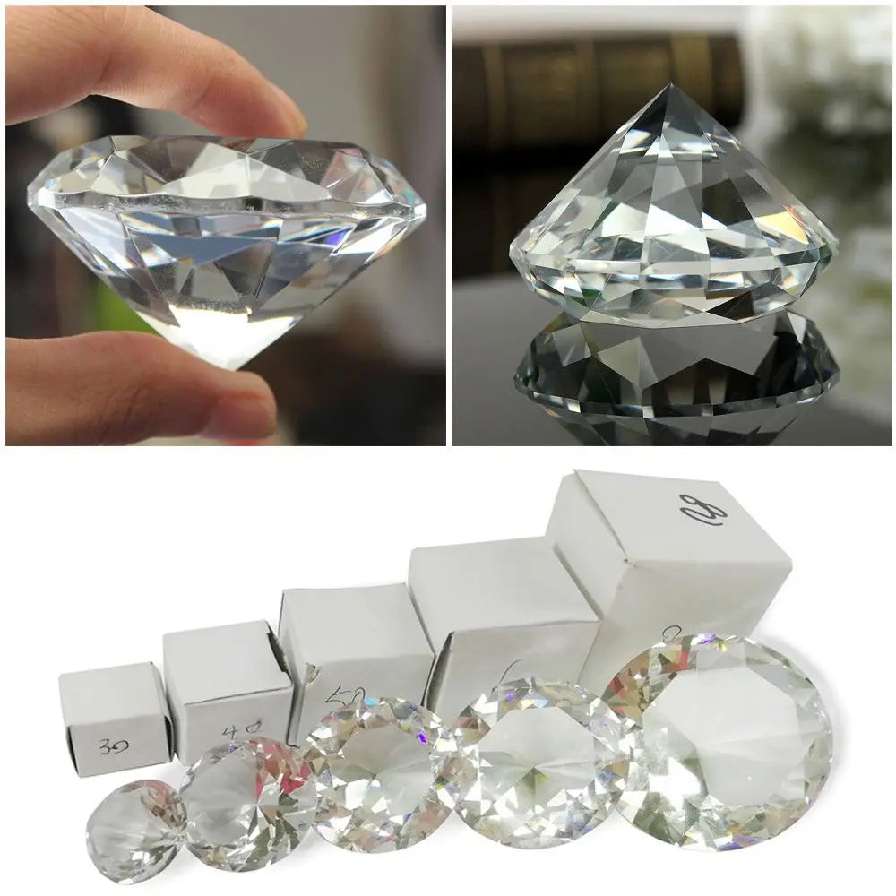 Transparent Crystal Diamond Clear Glass Faceted Cut Raw Gemstone Home Decoration Desktop Ornaments Romantic Chrismas Gifts