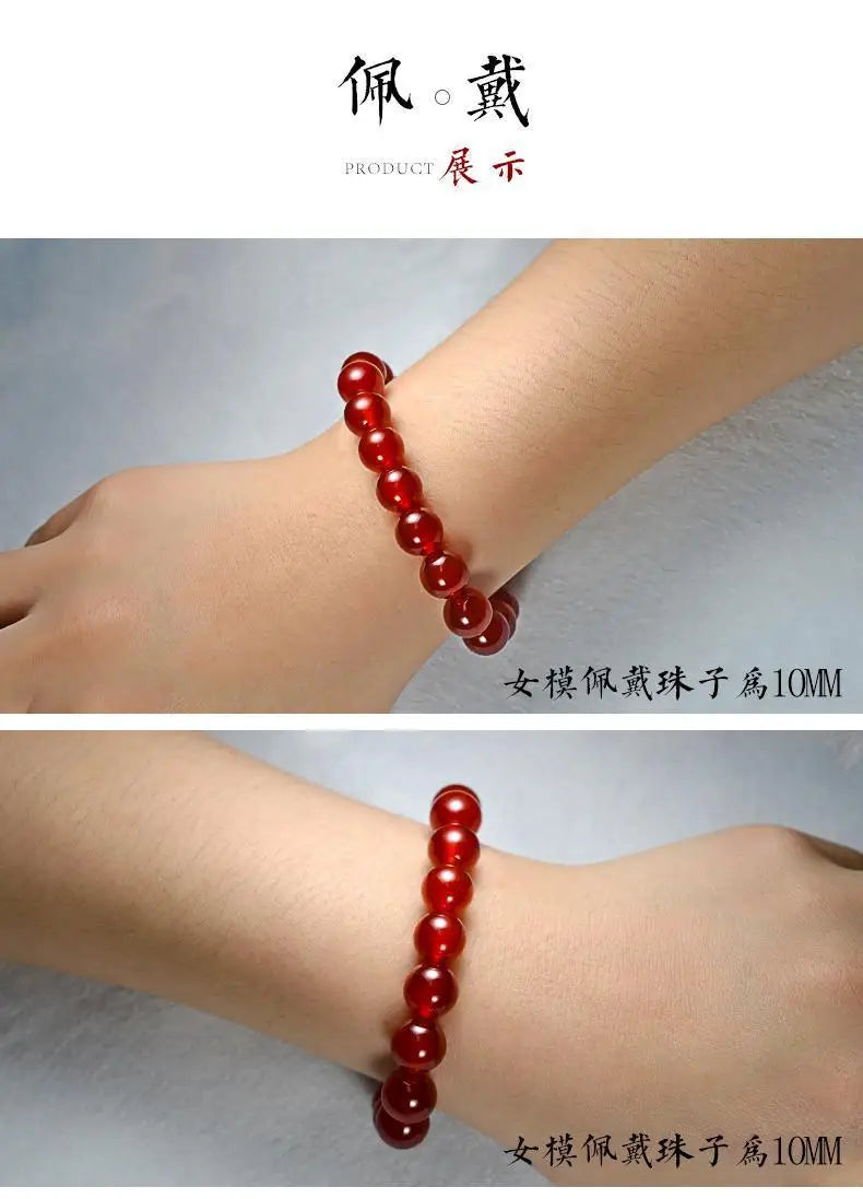 Natural Red Jade Bracelet Men Women Healing Jewelry Real Carnelian Round Beads Elastic Beaded Bracelets Bangle Lucky Amulet Gift