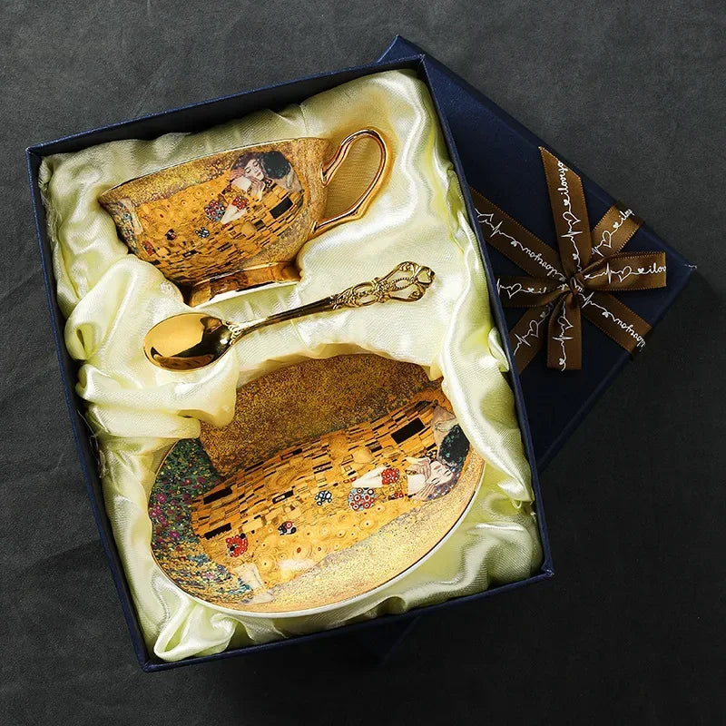 European style coffee cup high-value gift box set, tea tray, bone china, ceramic cup, tea set, afternoon tea gift