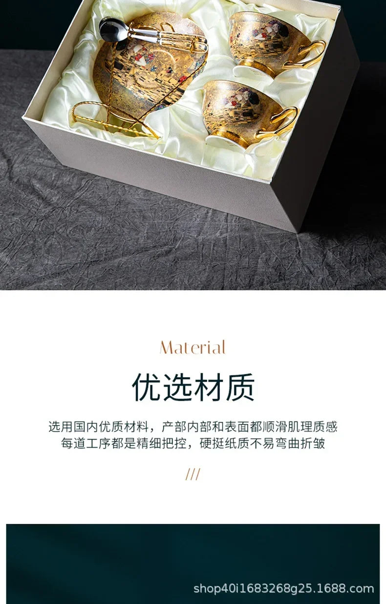 European style coffee cup high-value gift box set, tea tray, bone china, ceramic cup, tea set, afternoon tea gift