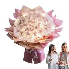Artificial Butterfly Bouquet Material Kit DIY Handmade Butterfly Flower Bouquets With LED Light Wedding Decor Girlfriend Gifts