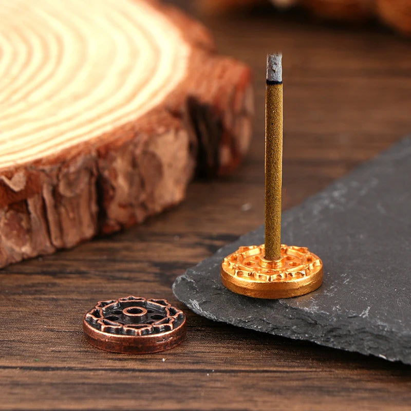 Copper Incense Holder Mini Lotus Flower Incense Sticks Burner Cones Censer Teahouse Sandalwood Coil Base Home Decor