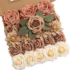 Champagne Rose Artificial Flowers Fake Flower   Decor Party Garden Wedding Marriage Decoration Bouquet Garland Accessory Leaves