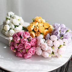 27Heads Peony Artificial Flowers for  Vase DIY Decor Bride Rose Bouquet Fake Flower Wedding Party Centerpieces Decoration Plants