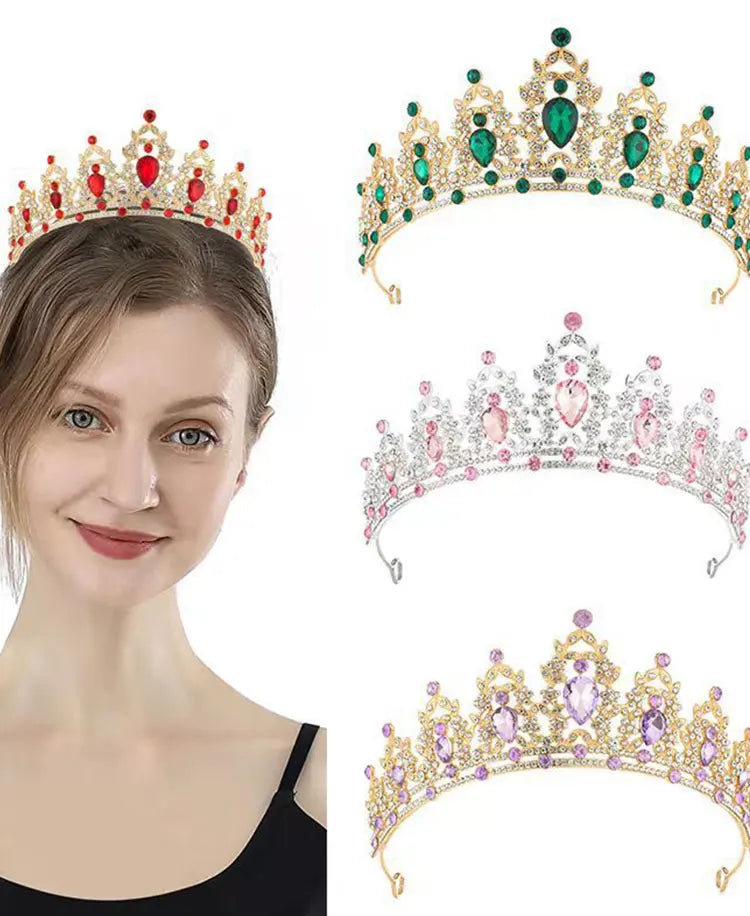 Princess Crown Crystal Tiara Girls Hair Accessories High-end Atmosphere Dance Performance Birthday Gift Crown