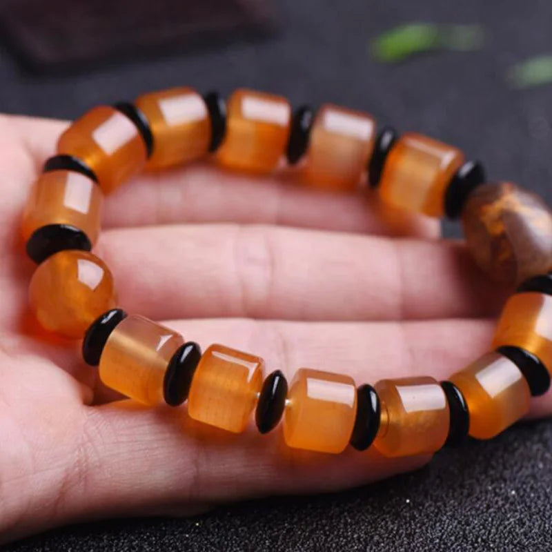Natural Red Jade Bracelet Men Women Healing Jewelry Real Carnelian Round Beads Elastic Beaded Bracelets Bangle Lucky Amulet Gift