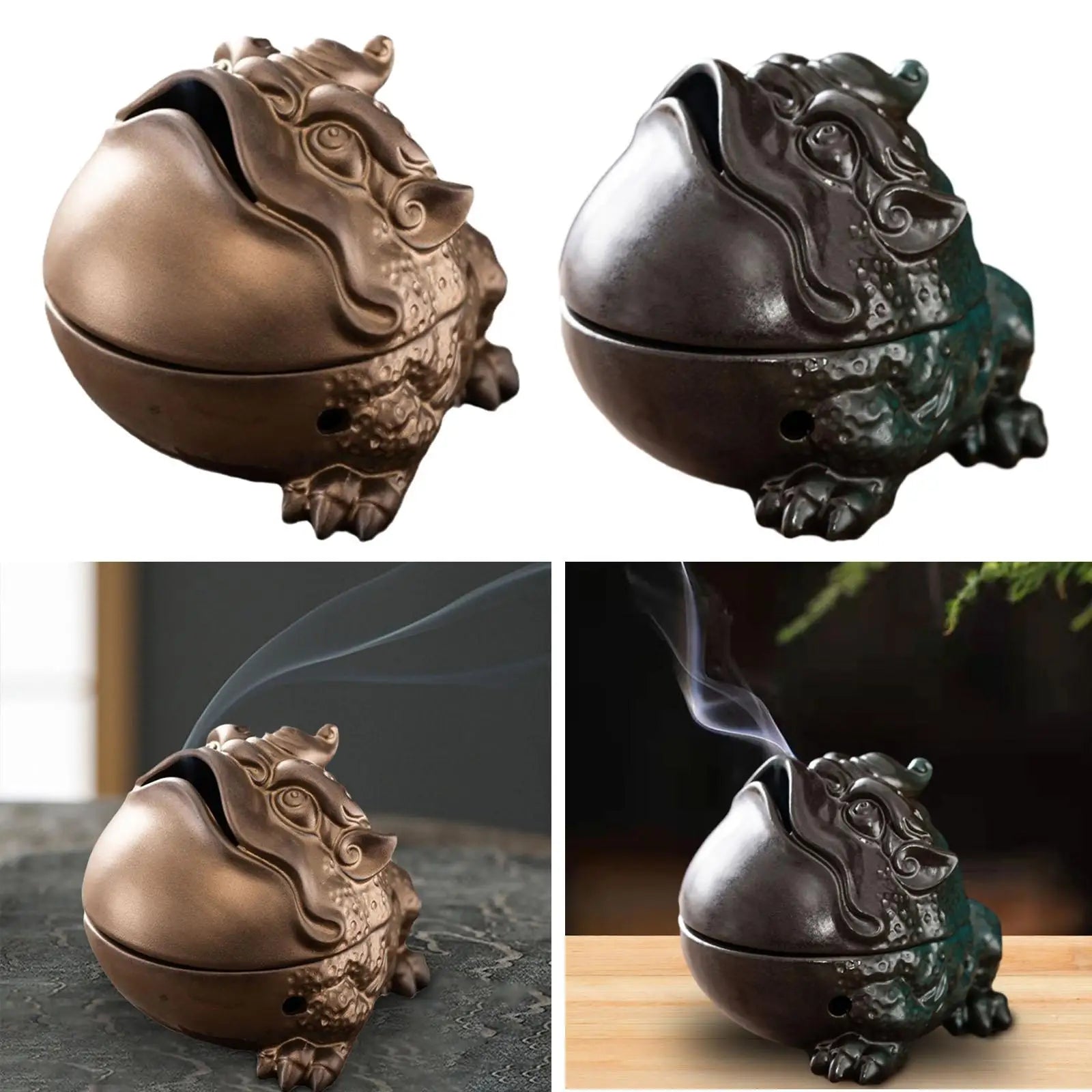 Censer Burner Brave Troops Carved Retro Hotel Toad Tea Ceremony Chinese Styles Feng Shui Ornament Office Decoration Cense Burner