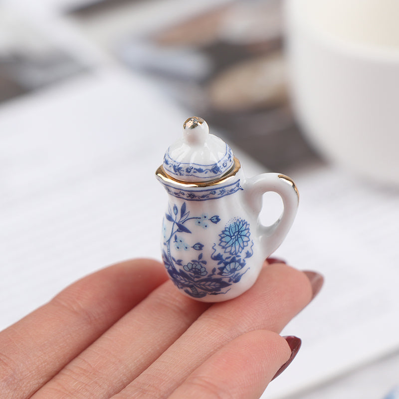 15Pcs 1:12 Dollhouse Miniature Tableware Porcelain Ceramic Tea Cup Set Model Kitchen Accessories For Doll House Decor Toys Gift