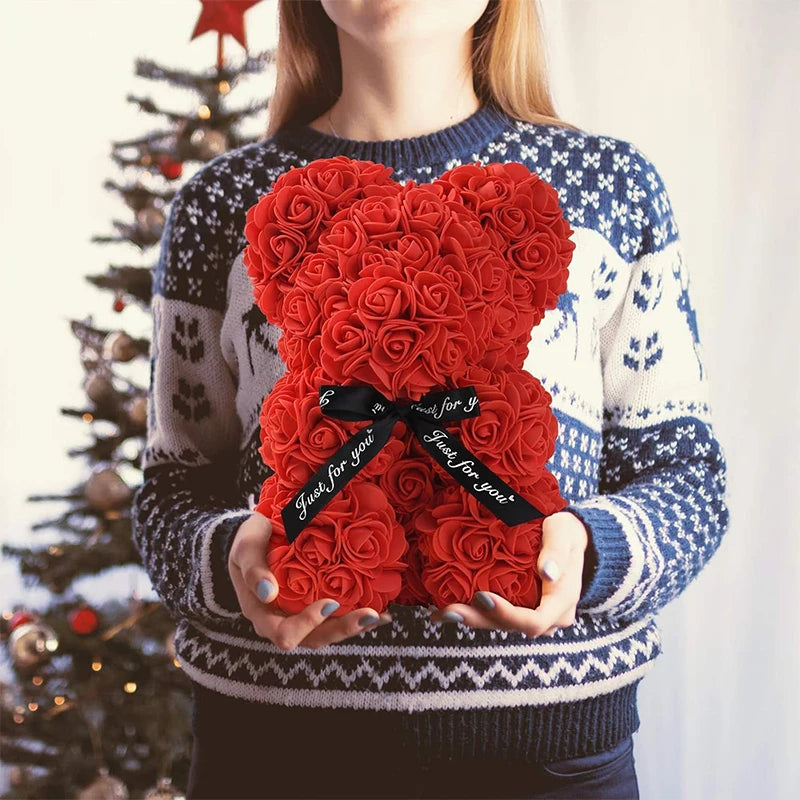 1pc Artificial Rose Bear Flower a Gift for Women Christmas Valentine's Day Birthday Anniversary Supplies  Party Decoration