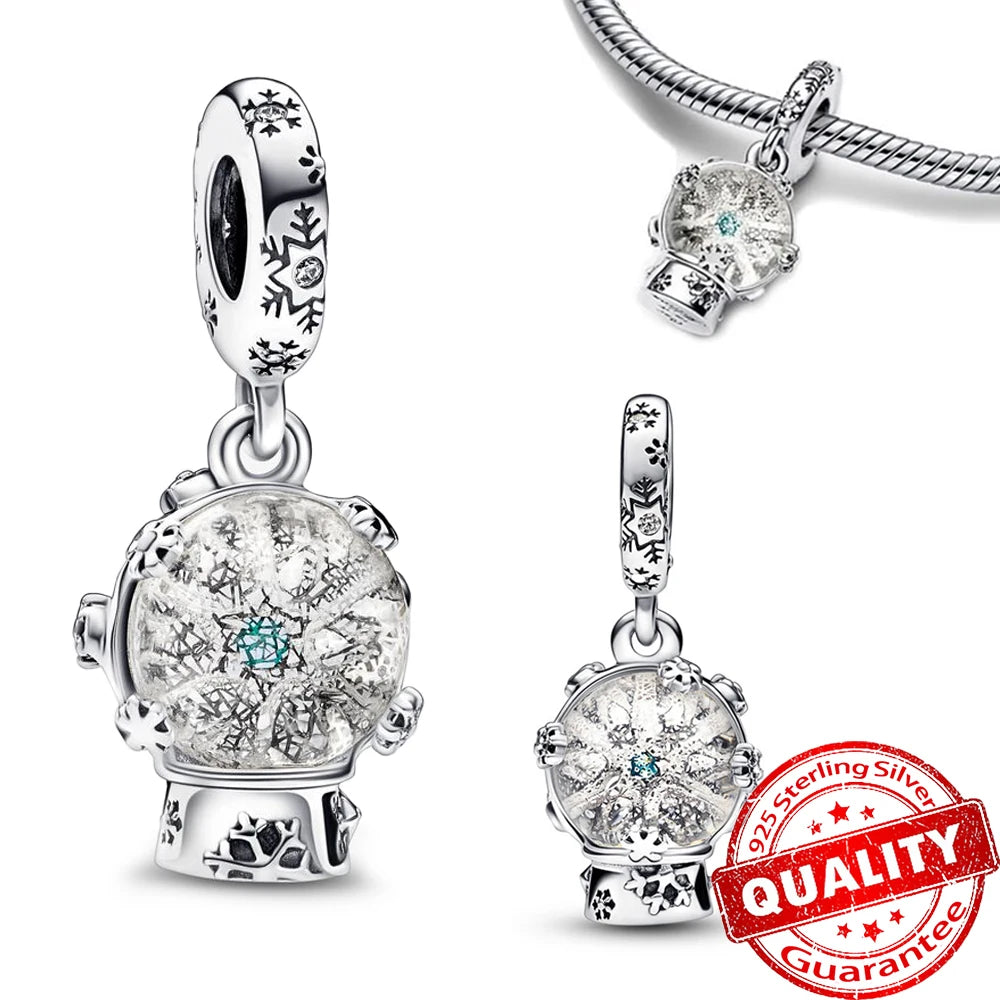 Christmas Series 925 Sterling Silver Gift Box Elk Crystal Ball Love Hot Air Balloon Charms Fit DIY Bracelet Necklace Holiday