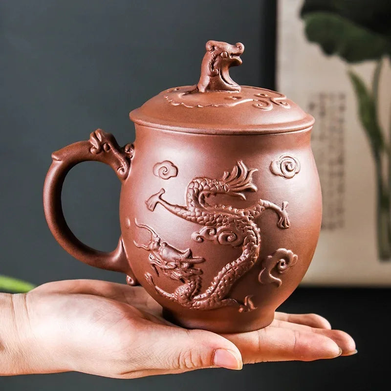 Purple Clay Teapots Chinese Kung Fu Tea Set Master Hand Carved Teapot with Tea Infuser Green Tea Filter Kettle Tea Accessories