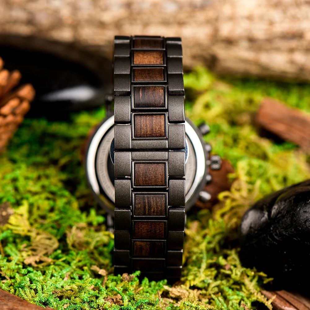 BOBO BIRD Wood Men Watch Relogio Masculino Top Brand Luxury Stylish Chronograph Military Watches Timepieces in Wooden Gift Box