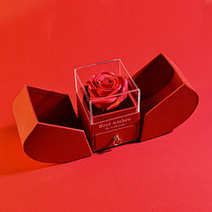 Gift for Women Eternal Rose Gift Box /w Heart Shiny Diamond Necklace Pendant Jewelry Box Set for Wedding Birthday Gift
