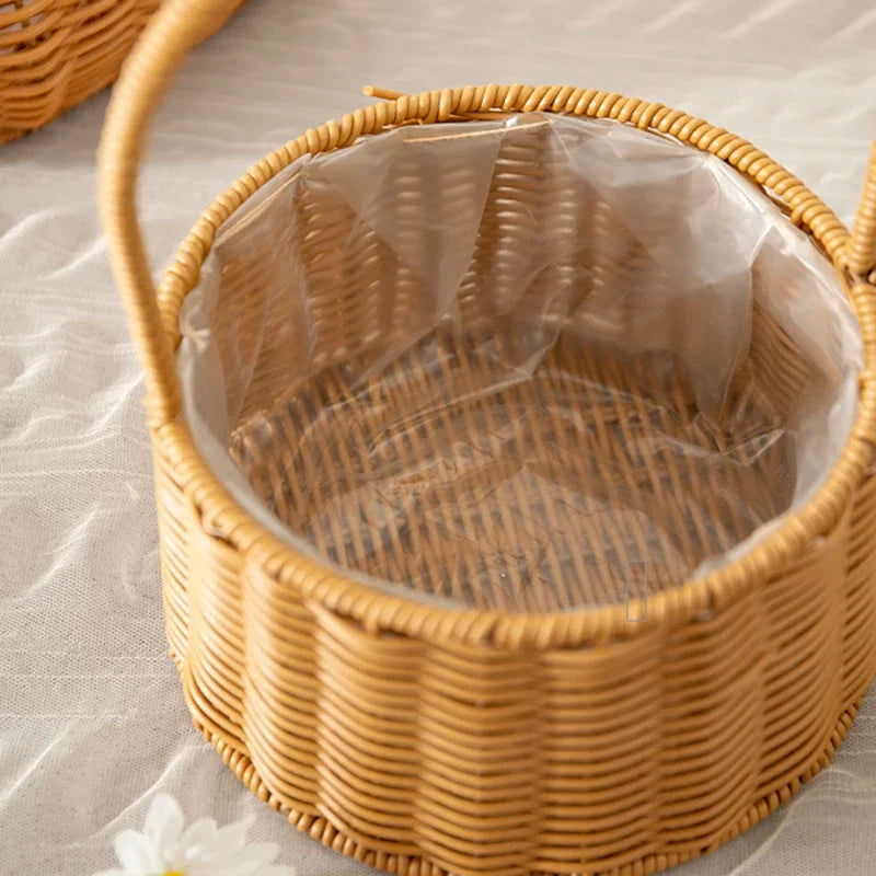 Gift Basket Woven Flower Basket Handmade Flower Basket For Home Wedding Decor Picnic Storage Baskets Rattan Storage Basket