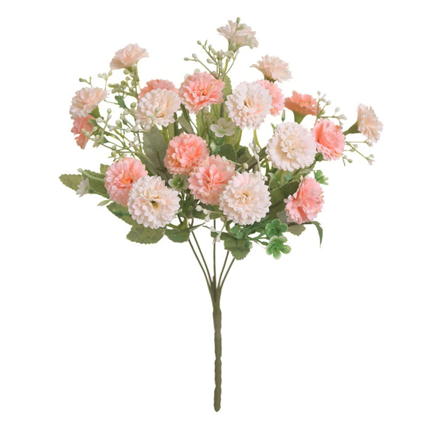 Artificial Flowers Wedding Bouquet Festival Decor Vases for Home Room Scrapbooking Diy Candy Box Silk Material Orange Hydrangea