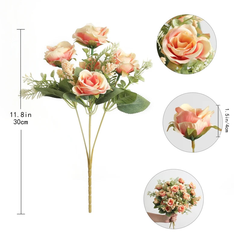 1/3Pcs Artificial Rose Flowers Bouquet for Home Room Decor Fake Flowers Garden Wedding Party Decoration Outdoor Christmas Decor