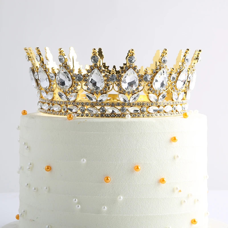 Beautiful Crystal Large Crown Cake Decoration Crown Cake Topper for Gril Birthday Party Cake Decorations