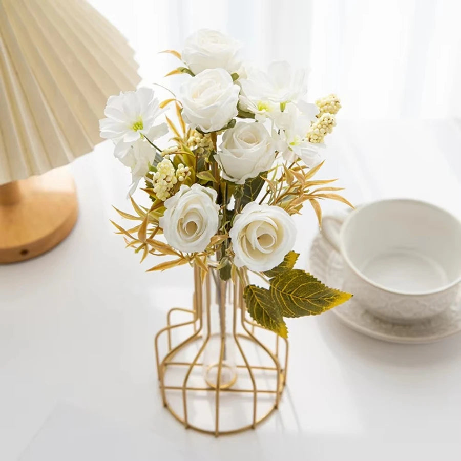 Artificial Flower Silk Rose Christmas Home flowervase Decor Bonsai Room Wedding Bride Bouquet yard  festival Party Diy Hot sale