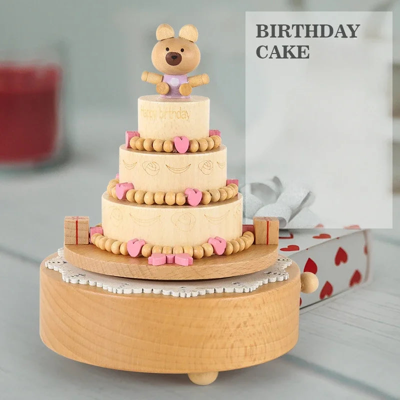 Wooden Carousel Music Box Ornaments Rotatable Hand-cranked DIY Handmade Birthday Christmas Gift Children’s Toys 크리스마스 뮤직 오르골