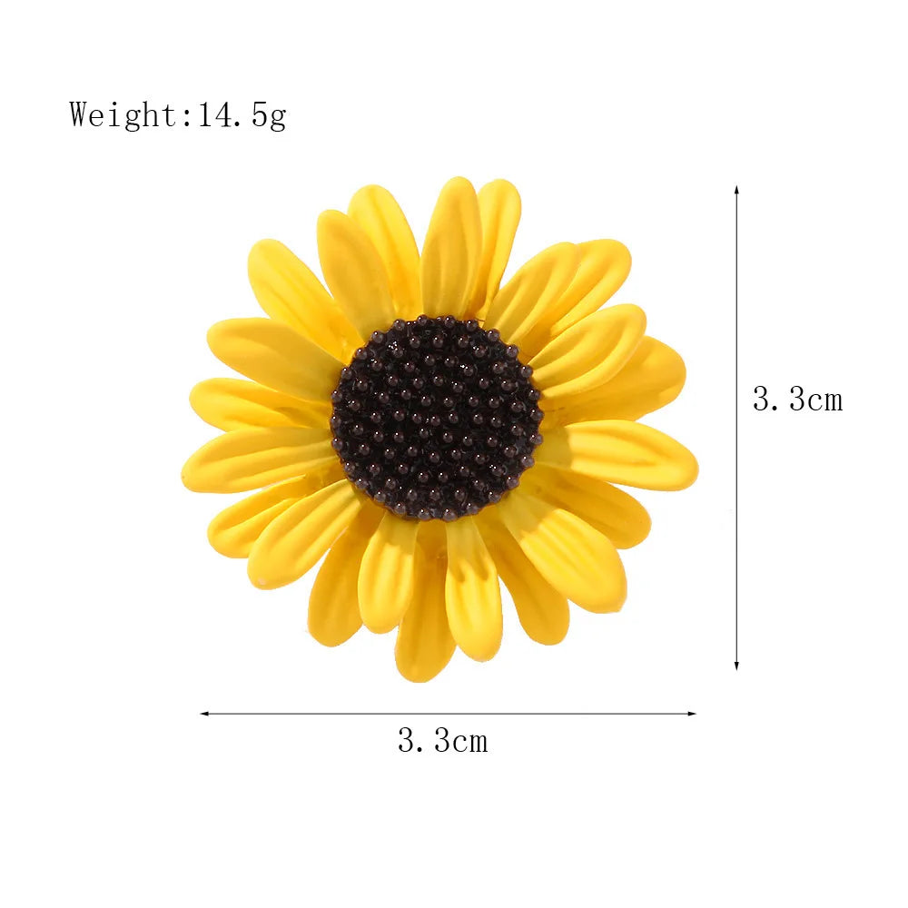 Trendy Sunflower Bee Alloy Zirconia Brooches For Women Girls Gold Color Flower Metal Crystal Jewelry Party Birthday Daily