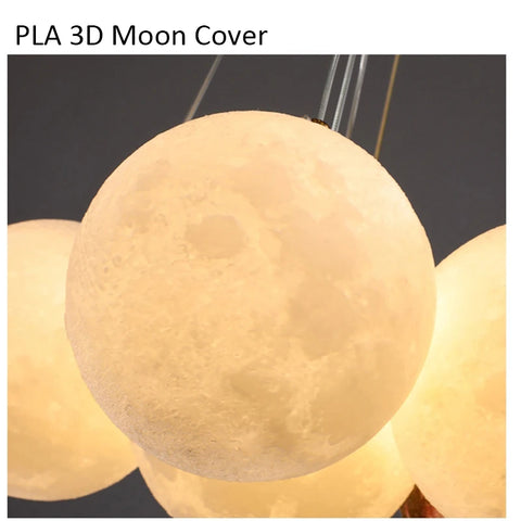 Nordic Ceiling Chandelire 3D Printing Moon Light Children's Room Bedroom Kitchen Pendant Lamp Indoor Decor Planet Small Chandeli