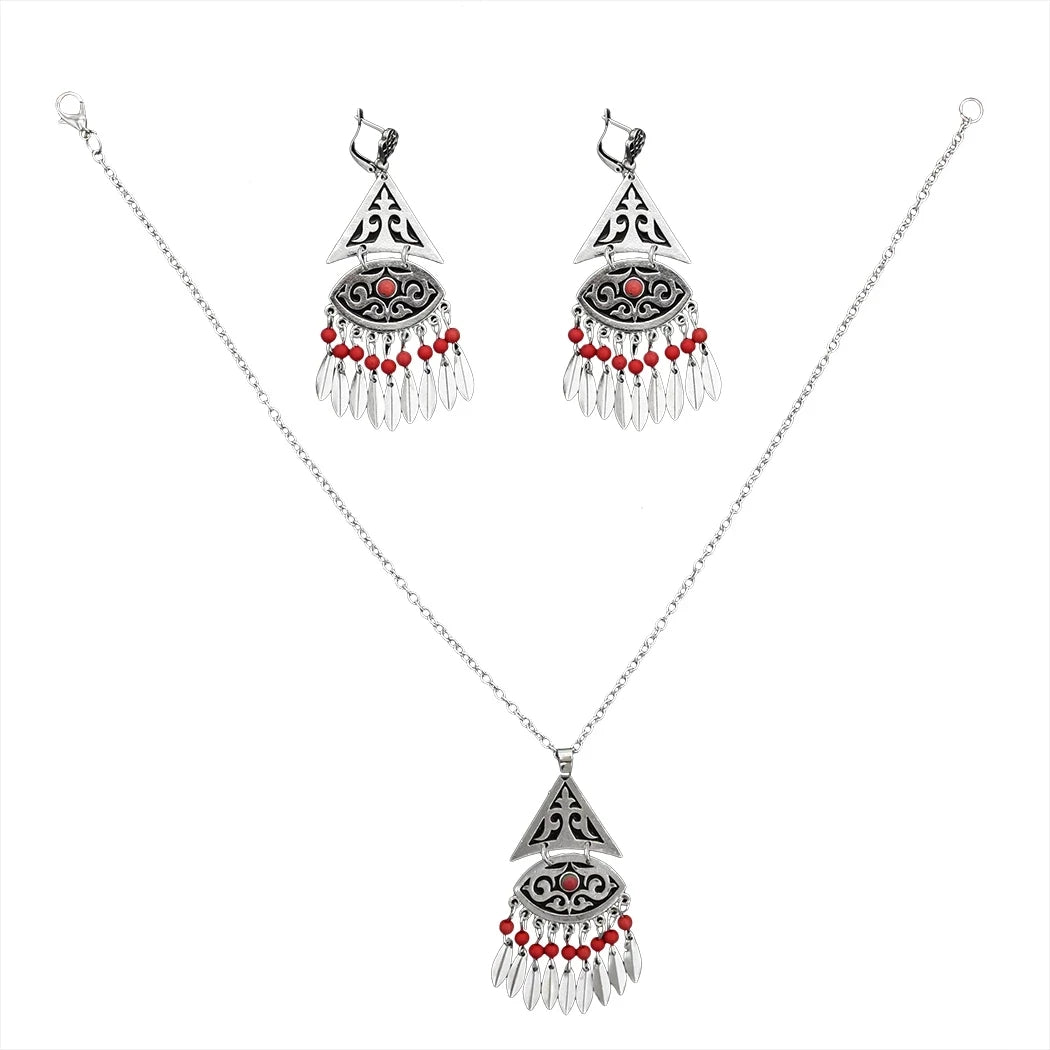 Afghan Vintage Tribal Silver Color Statement Collar Choker Bib Necklace Earring Jewelry Sets Indian Short Chain Coin Necklaces