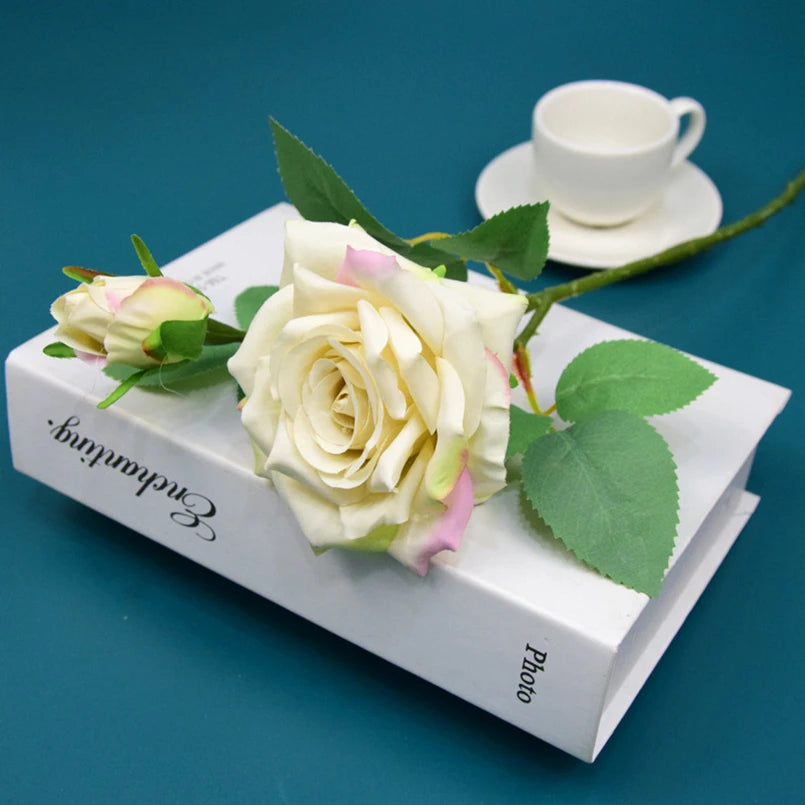 Artificial Flowers Big Silk Pink Roses New Beautiful Branch Vases for Decoration Home Wedding Retro Autumn Fake Plants Festival