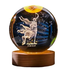 Hot 6cm 3D Crystal Ball Glass Craft Decoration 12 Constellation Birthday Gift Wooden Base Home Desktop Decor Children's Gifts