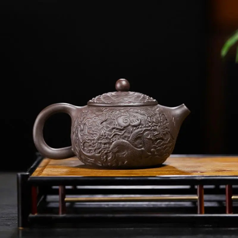 300ml Yixing Purple Sand Pot Handmade Teapot Home Chinese Kung Fu Tea Set Embossed Dragon Teapot