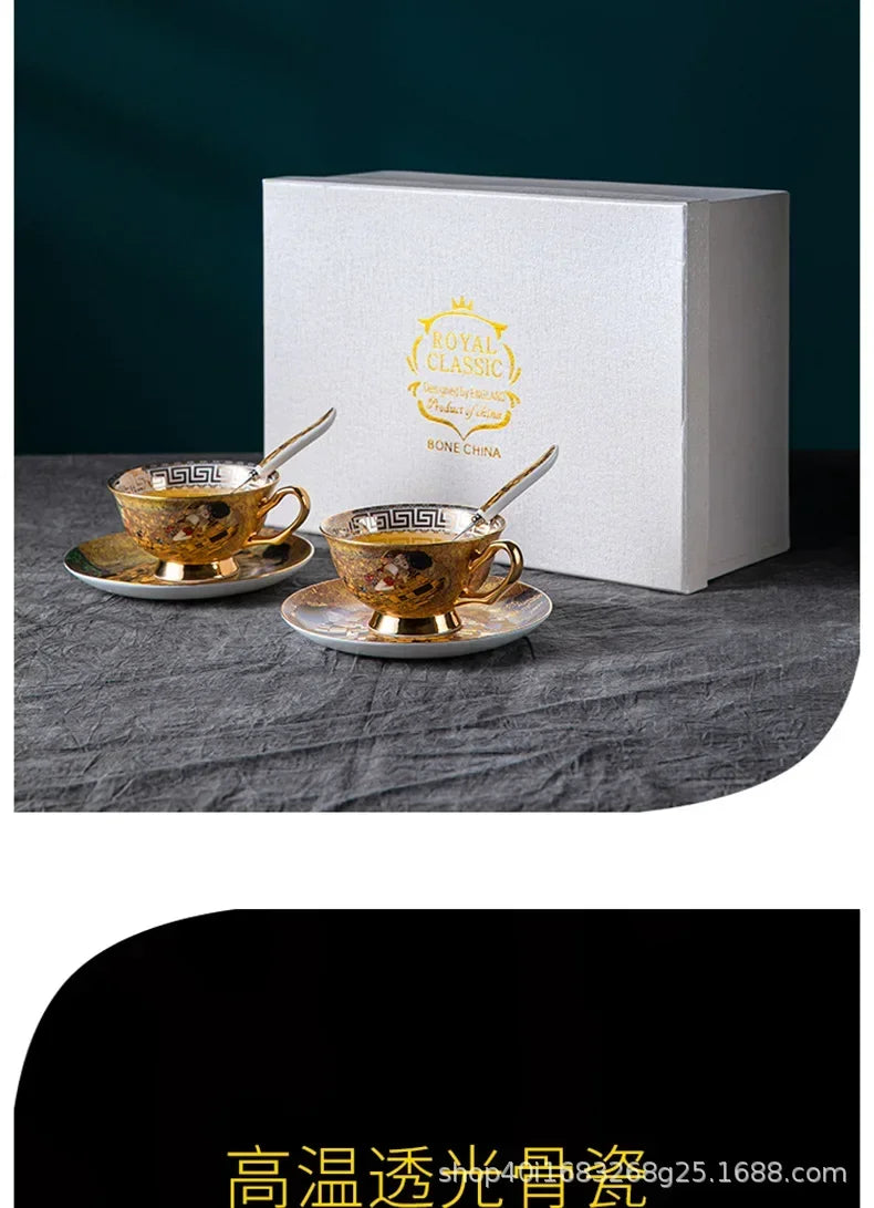European style coffee cup high-value gift box set, tea tray, bone china, ceramic cup, tea set, afternoon tea gift