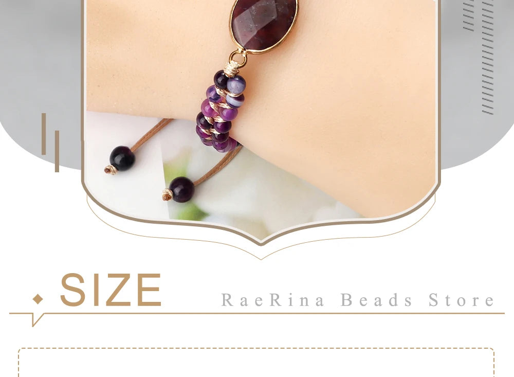 Purple Crystal Agate Stone Wrap Bracelet Charm String Braided Yoga Beaded Bracelets Bangles Bohemian Gift Jewelry for Women Men