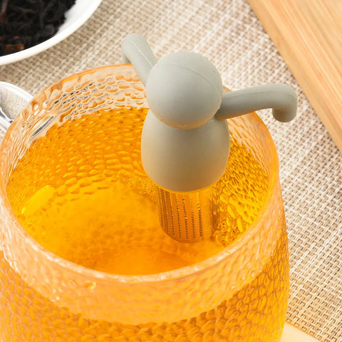 Stainless Steel Teapot for Tea Filter Glass Humanoid Creativity Infuser Strainer Sieve Supplies Teaware Kitchen Dining Bar Home