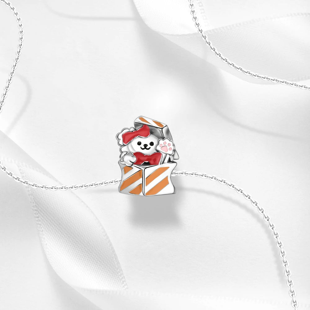 Christmas Series 925 Sterling Silver Gift Box Elk Crystal Ball Love Hot Air Balloon Charms Fit DIY Bracelet Necklace Holiday