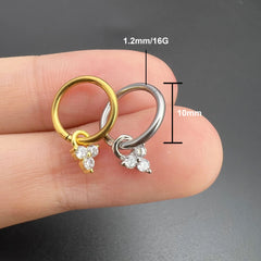 1PC Tragus Rook Helix Ear Piercing Earring For Women Butterfly Zircon Ear Cartilage Drop Piercing Moon Ear Hoop Lobe Jewelry