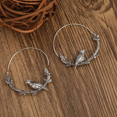 Punk Crow Animal Hoop Earrings for Men and Women Fashion Hip Hop Biker Metal Earrings Vintage Fashion Rock Jewelry