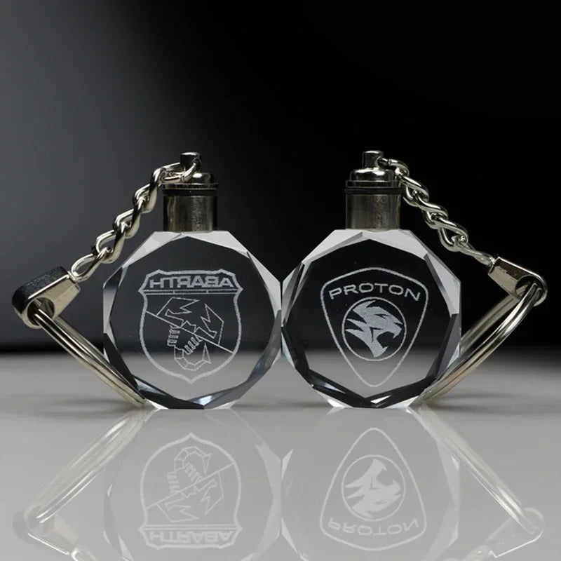 Crystal Keyring with LED Light inside Free Engrave any Design Crystal Blank Key Ring Custom Logo Family Photo DIY Birthday Gifts