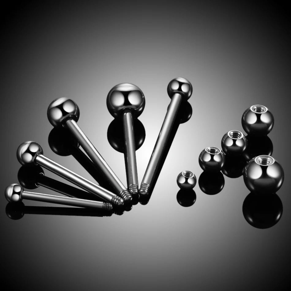 2Pcs/lot Stainless Steel Tongue Piercings 14G 16G 18G External Threaded Industrial Barbell Nipple Bar Helix Ear Piercing