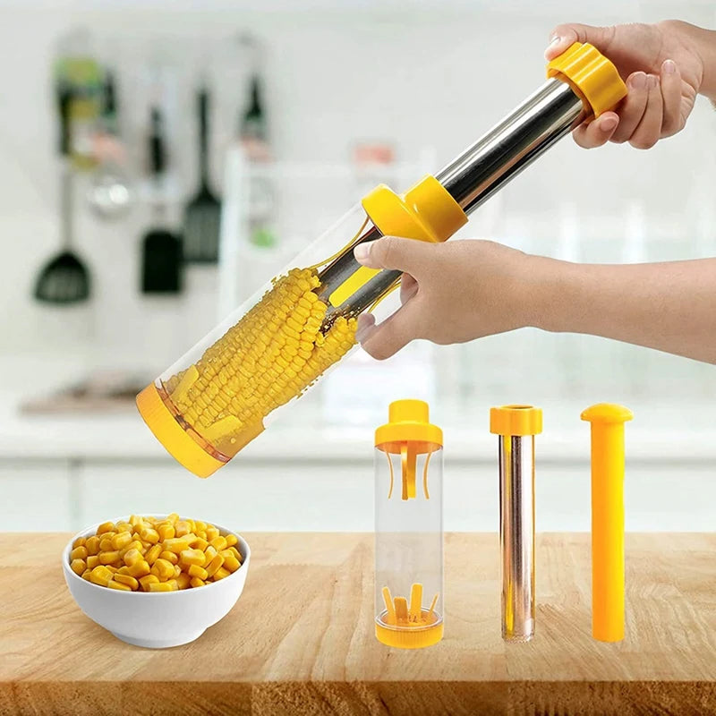 2PCS Deluxe Corn Stripper 10.6Inch Quickly Remove Kernels ABS+Stainless Steel From The Cob No Splatters Or Mess Dishwasher Safe