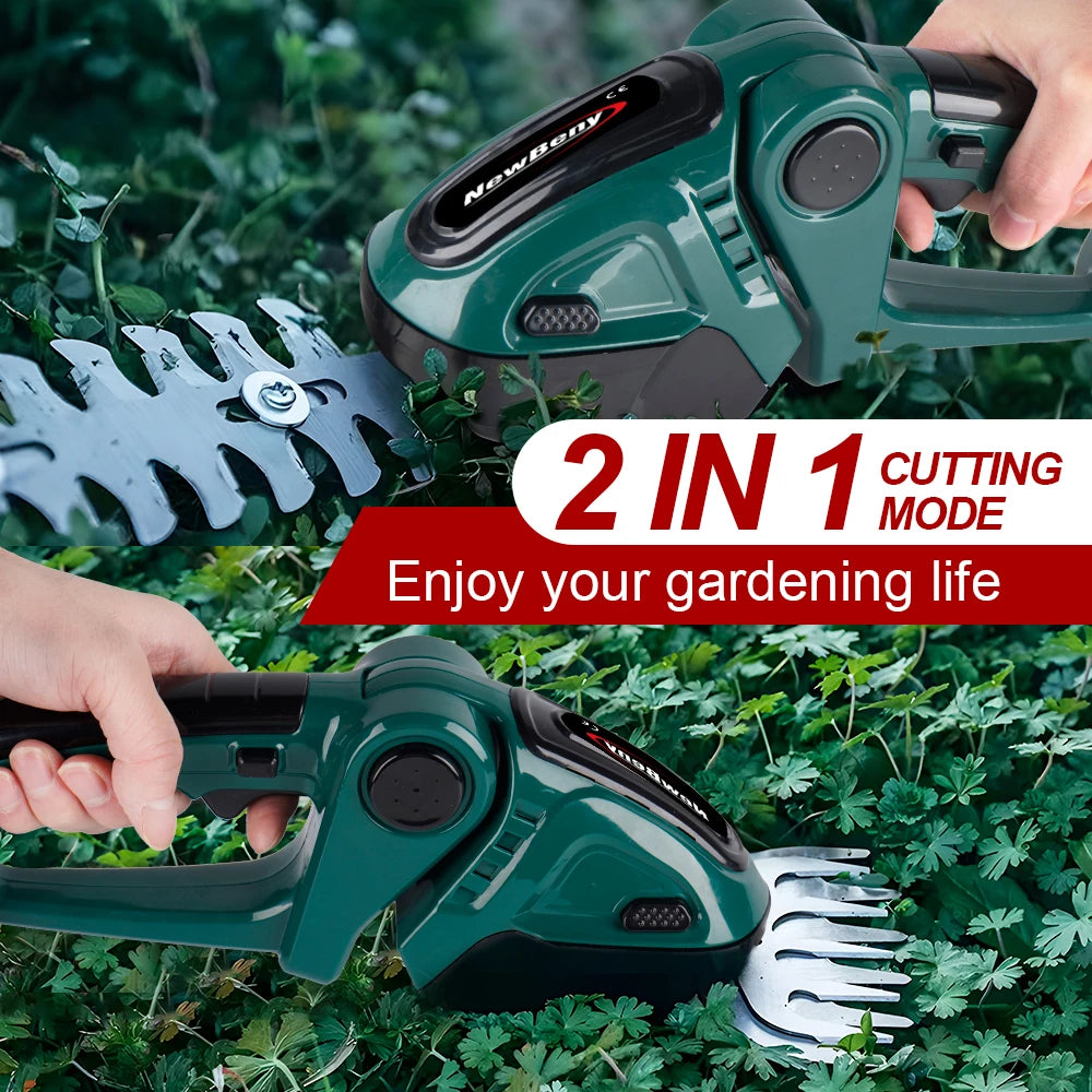 2 IN 1 20000RPM Handheld Electric Hedge Trimmer Garden Tool 24V Cordless Rechargeable Household Shrub Weeding Pruning Lawn Mower