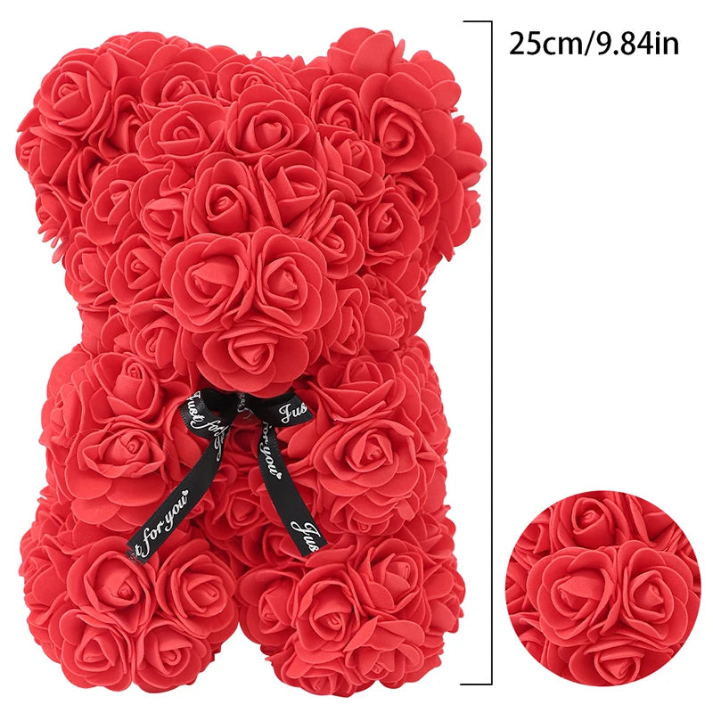 1pc Artificial Rose Bear Flower a Gift for Women Christmas Valentine's Day Birthday Anniversary Supplies  Party Decoration