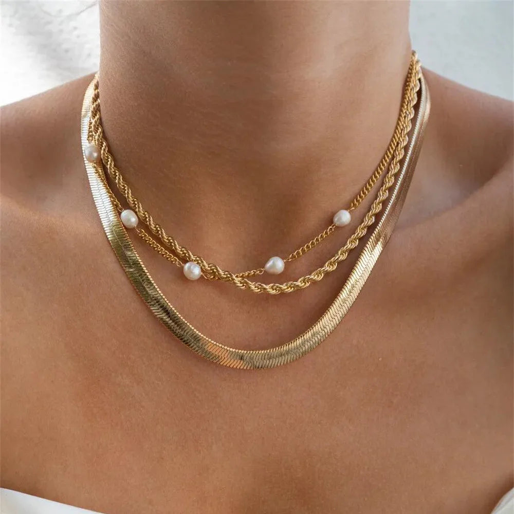 Bohemian Multilayer Handmade Mixed Chain For Woman Fashion Necklaces Water Droplet Crystal Pendant Jewelry Gift 2023 New