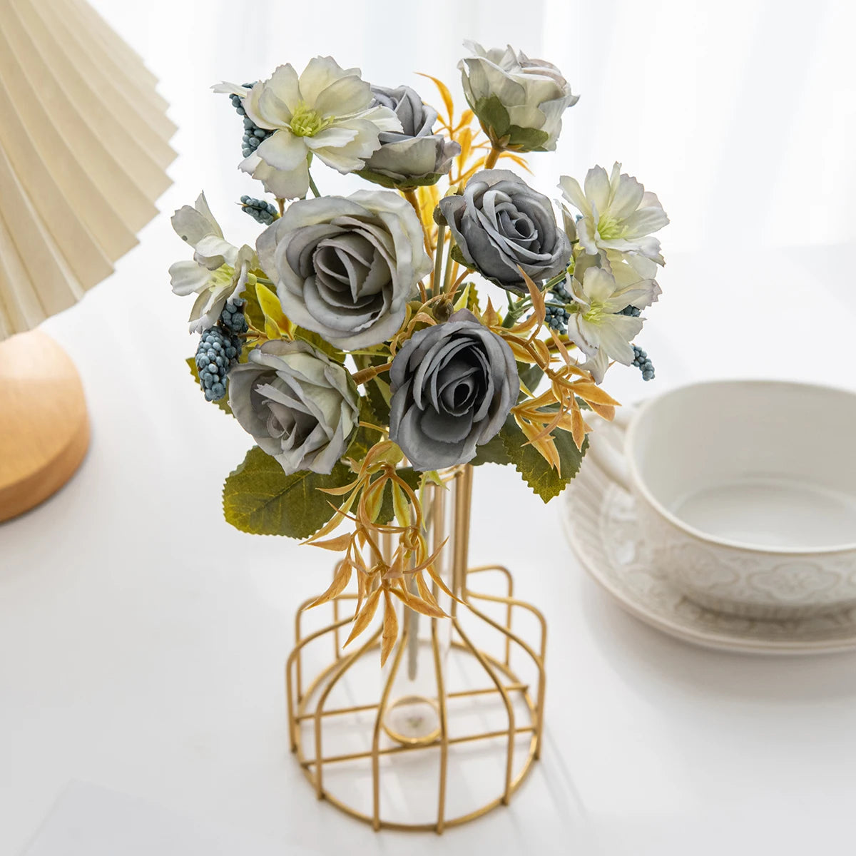 Artificial Flower Silk Rose Christmas Home flowervase Decor Bonsai Room Wedding Bride Bouquet yard  festival Party Diy Hot sale