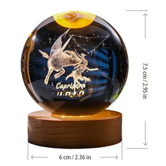 Hot 6cm 3D Crystal Ball Glass Craft Decoration 12 Constellation Birthday Gift Wooden Base Home Desktop Decor Children's Gifts